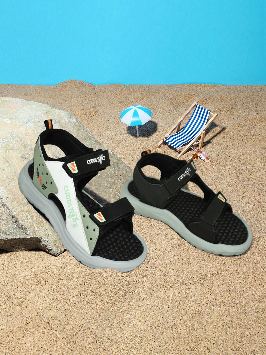 Ajanta Kids Self Design Sandals