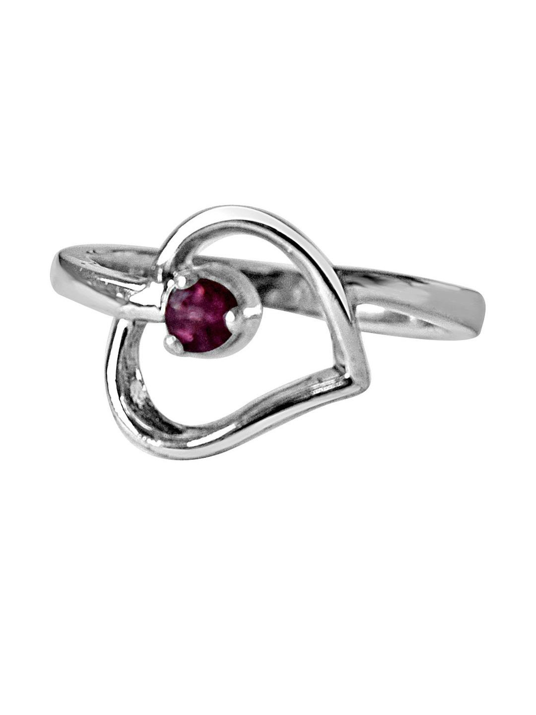 Surat Diamond Jewellery Heart Shape Pink Tourmaline Silver Ring