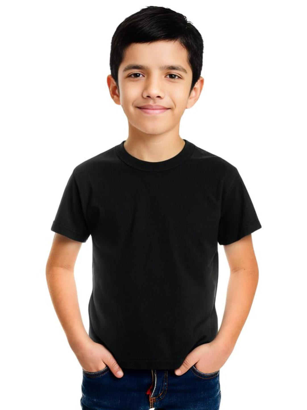 VSNAZ Kids Cotton Black Solid T-shirt