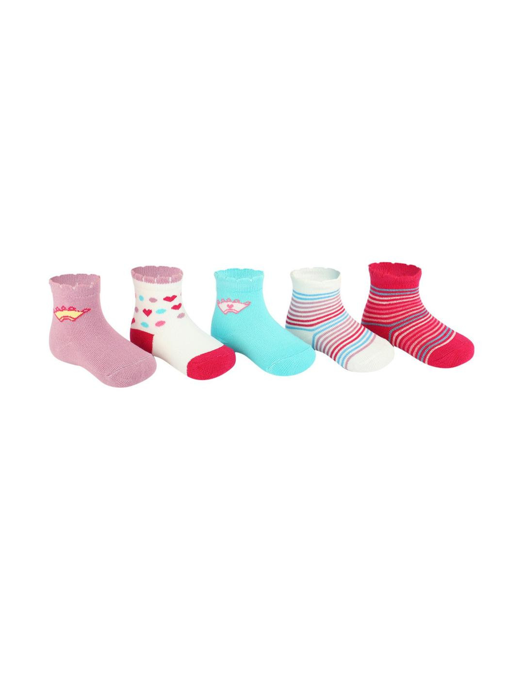 PRIMESOX MOVE ON Girls Pack of 5 Assorted Printed Socks