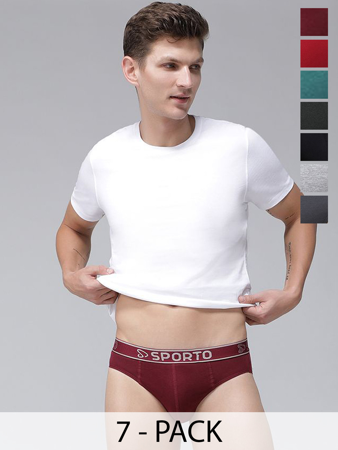 MACHO Sporto Pack Of 6 Cotton Mid-Rise Hipster Briefs MCH-BRI-M1010-MULTI2