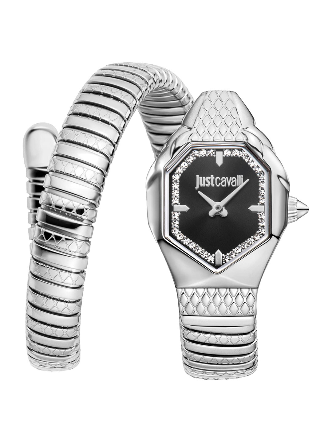 Just Cavalli Women Embellished Dial & Stainless Steel Cuff Analogue Watch JC1L369M0025