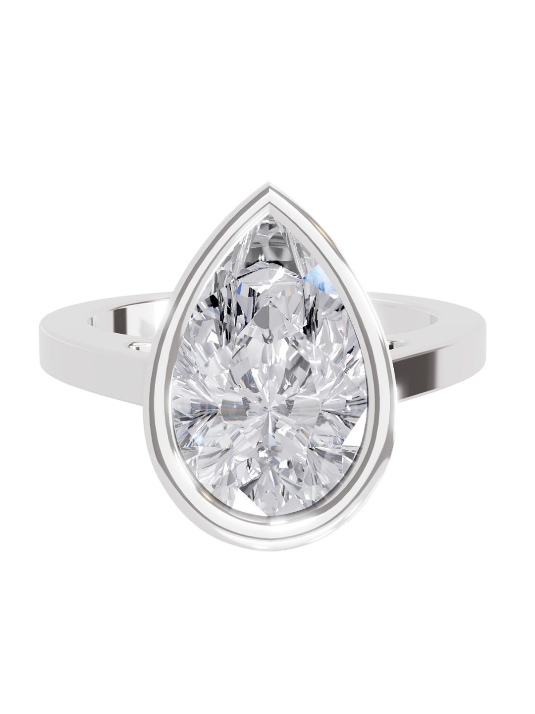 Sparkles 14K White Gold Lab Grown Diamond 3 Carat Pear Shape Diamond Ring