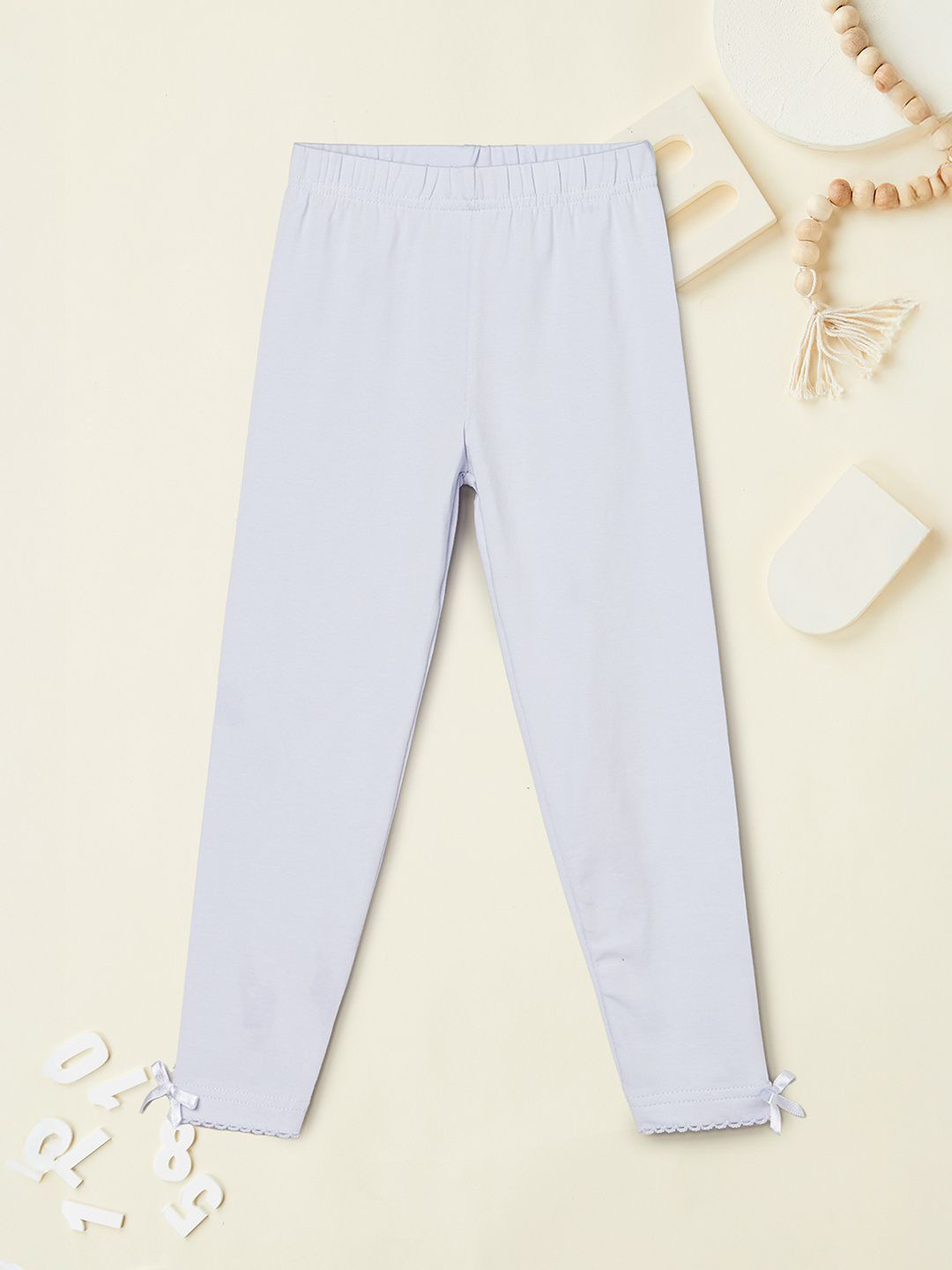 max Girls Solid Mid Rise Slip On Ankle Length Cotton Legging