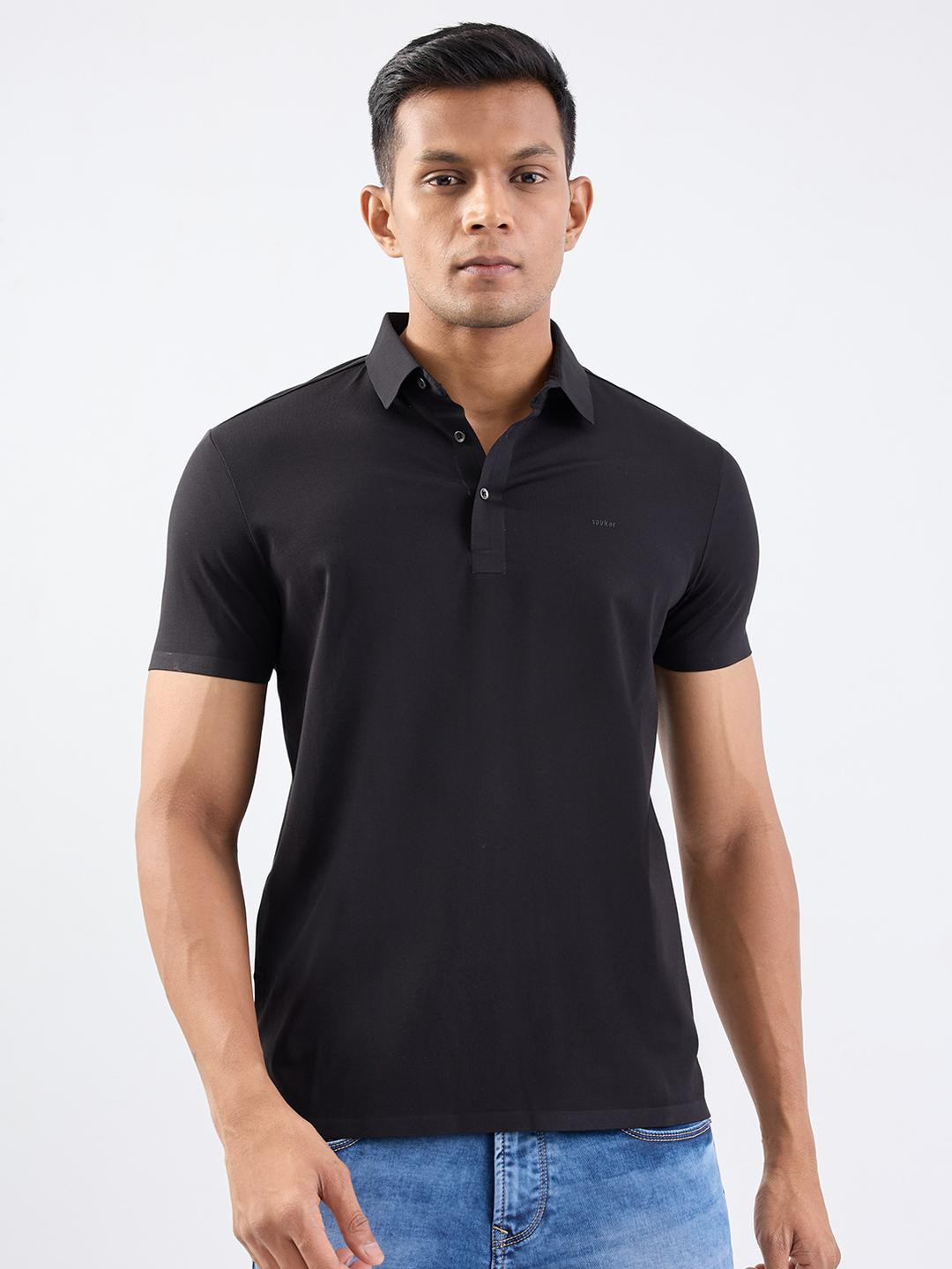 SPYKAR Men Black Polyester Tshirts