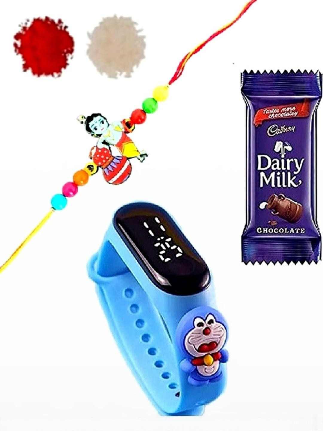 VR Creatives Unisex Kids 3 Pieces Beaded Rakhi Gift Set