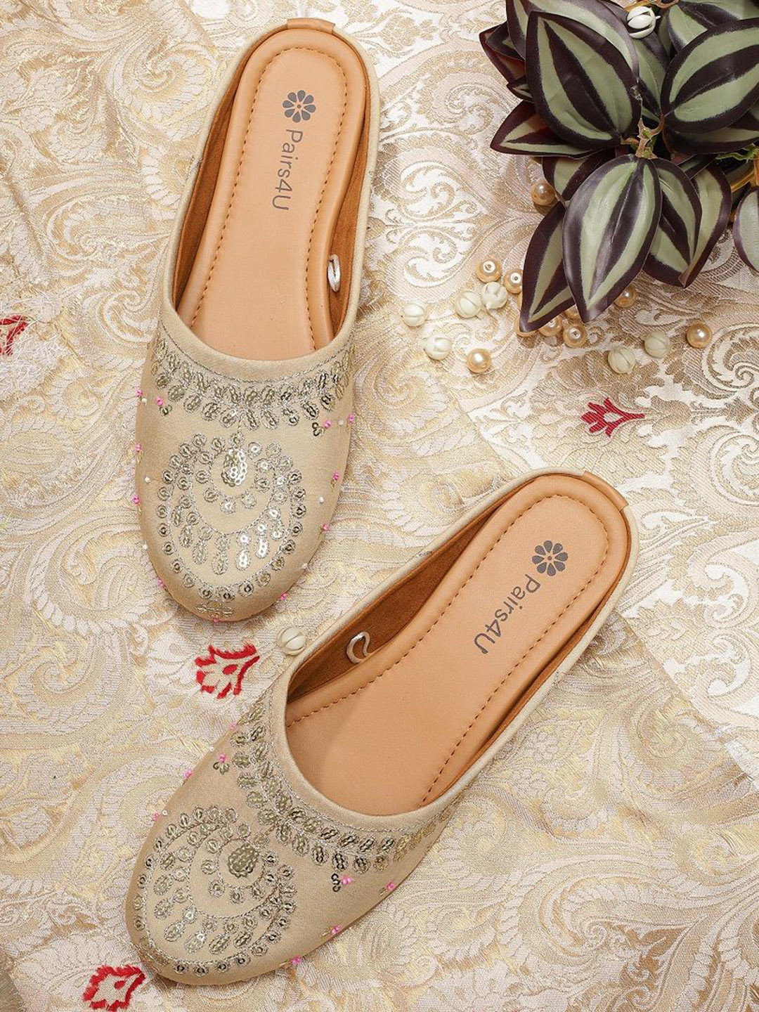 Pairs4U Women Embellished Mules Flats