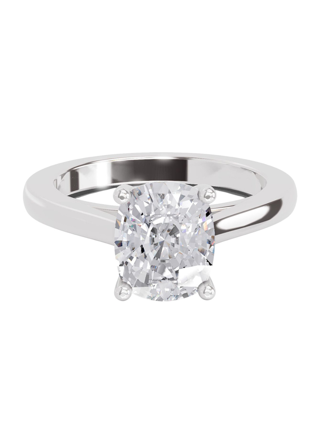 Sparkles 14K White Gold Lab Grown Diamond 2 Carat Cushion Shape Diamond Ring