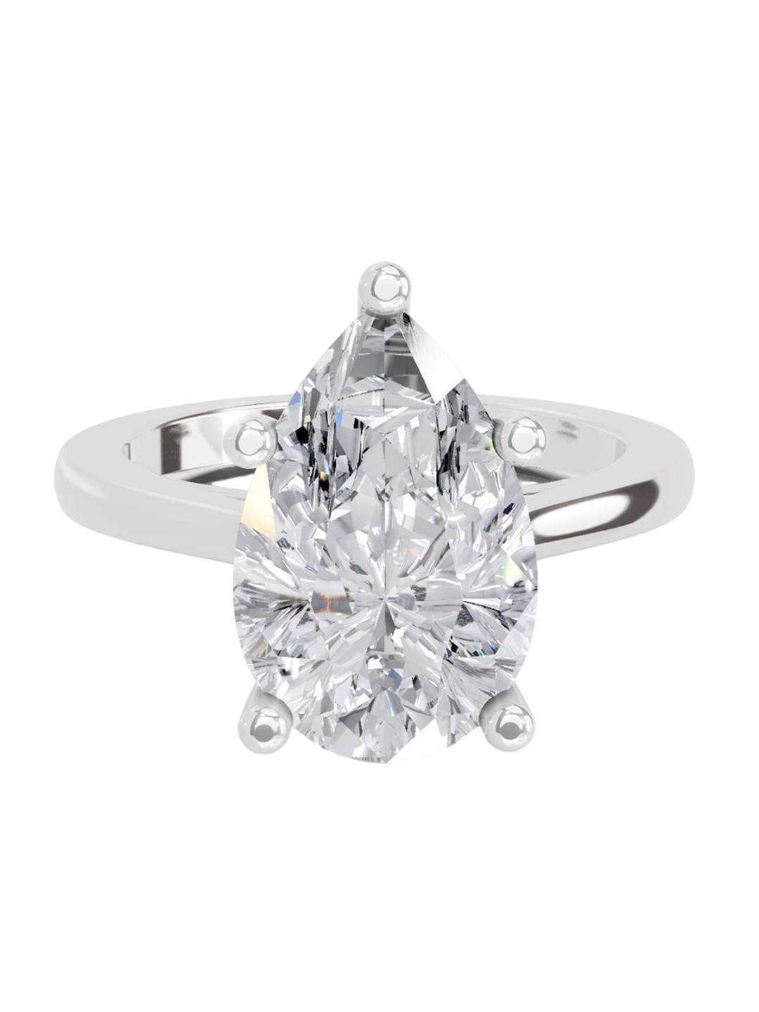 Sparkles 14K White Gold Lab Grown Diamond 4 Carat Pear Shape Diamond Ring
