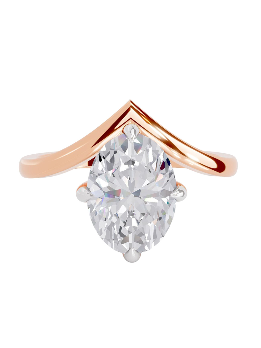 Sparkles 14K Rose Gold Lab Grown Diamond 3 Carat Oval Shape Diamond Ring