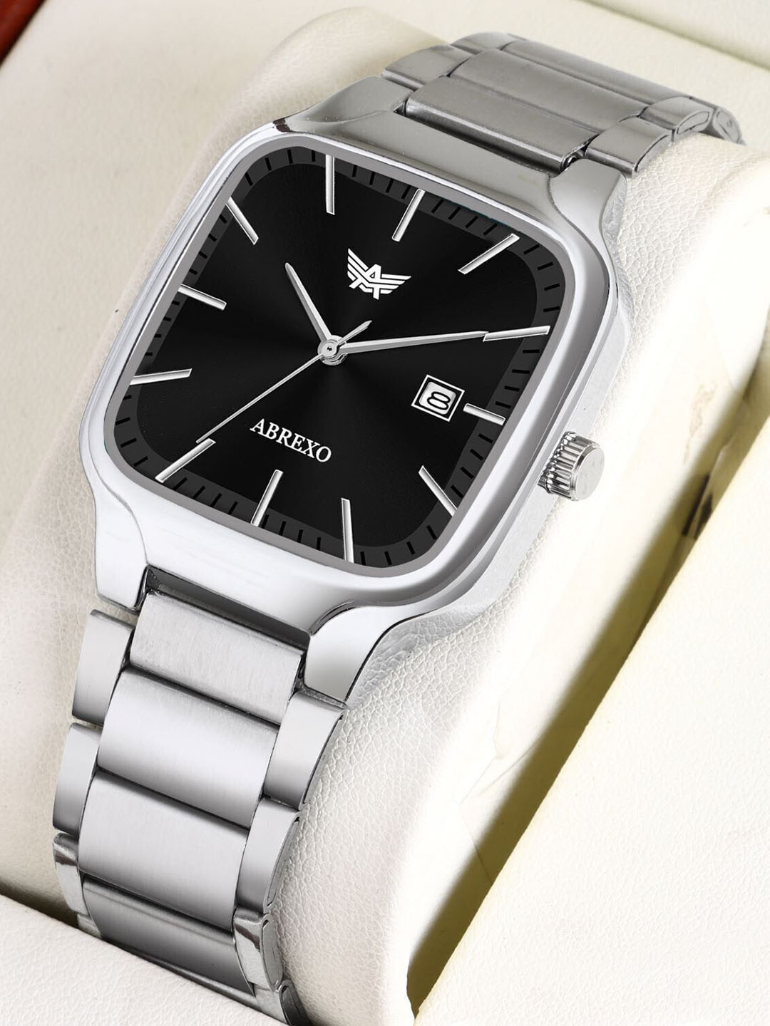 Abrexo Men Bracelet Style Straps Analogue Watch Abx8879-BK Dial SL Square Watch+C2