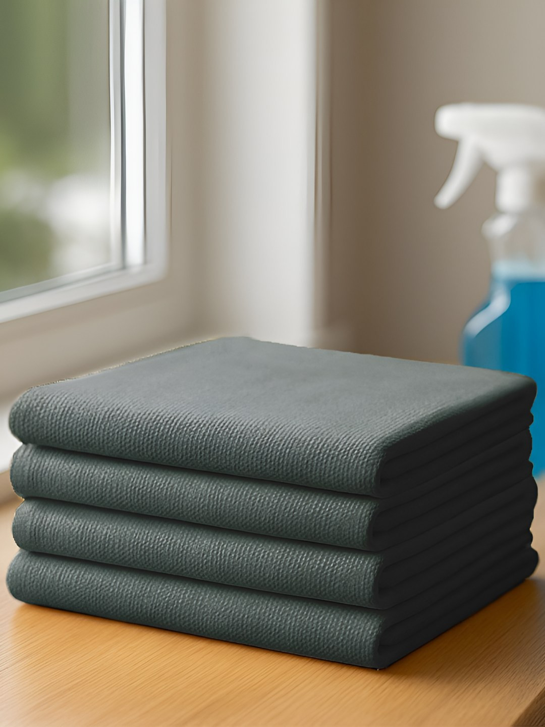 Story@home Grey 4 Pieces Microfiber 400 GSM Cleaning Cloths