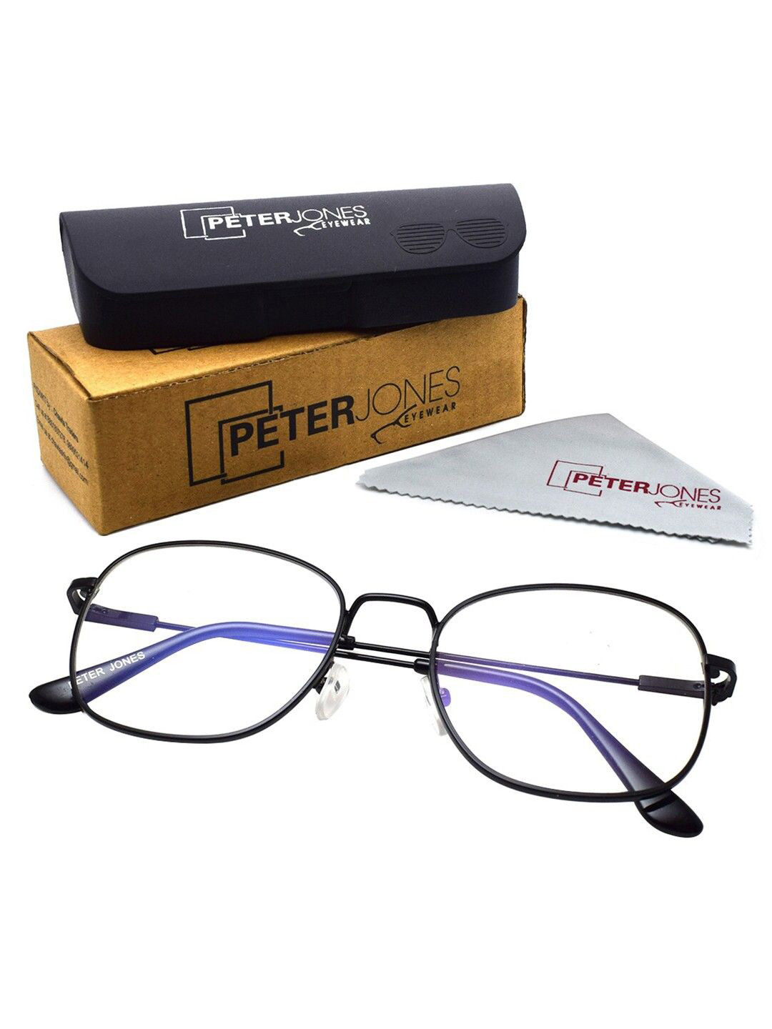 Peter Jones Eyewear Unisex Full Rim Round Frames Anti Glare Computer Glasses