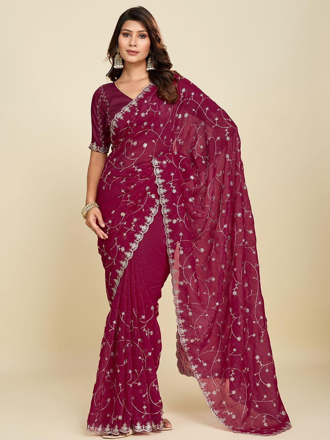 Elite Fashion Jimmy Choo Saree With Cut Wrok Border And Unstiched Blouse Piece