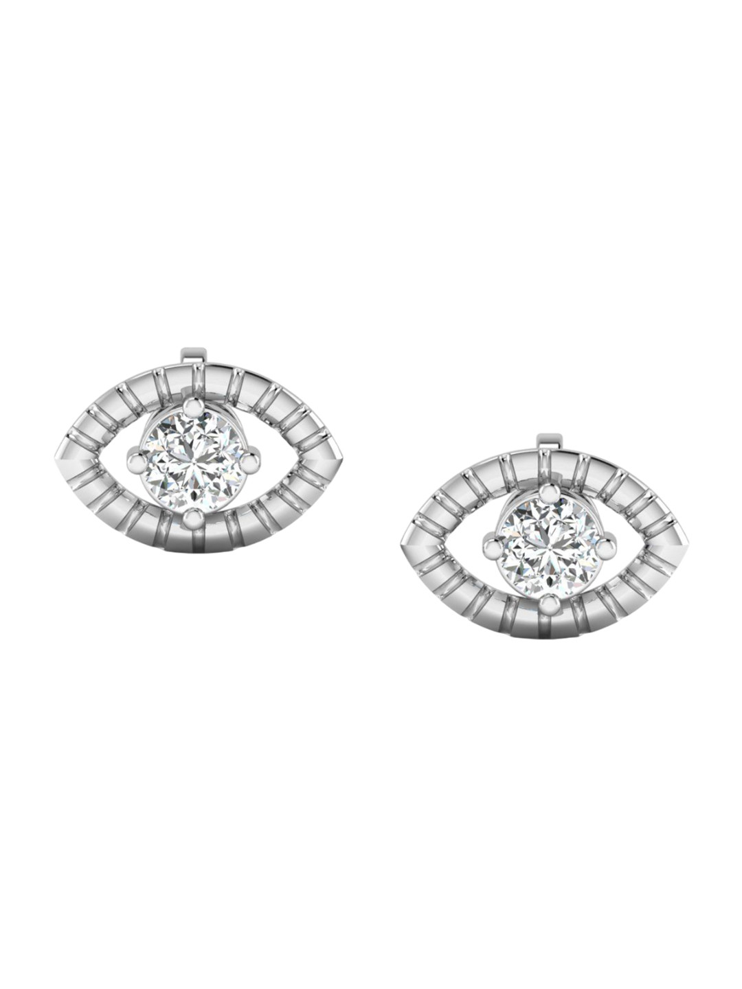 SHINE ETERNAL 18 Kt White Gold Lab Grown Diamond Evil Eye Studs