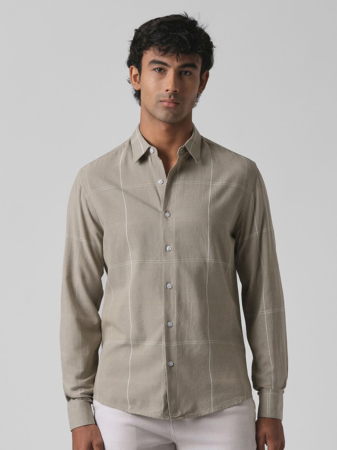 Banana Club Men Windowpane Check Casual Shirt