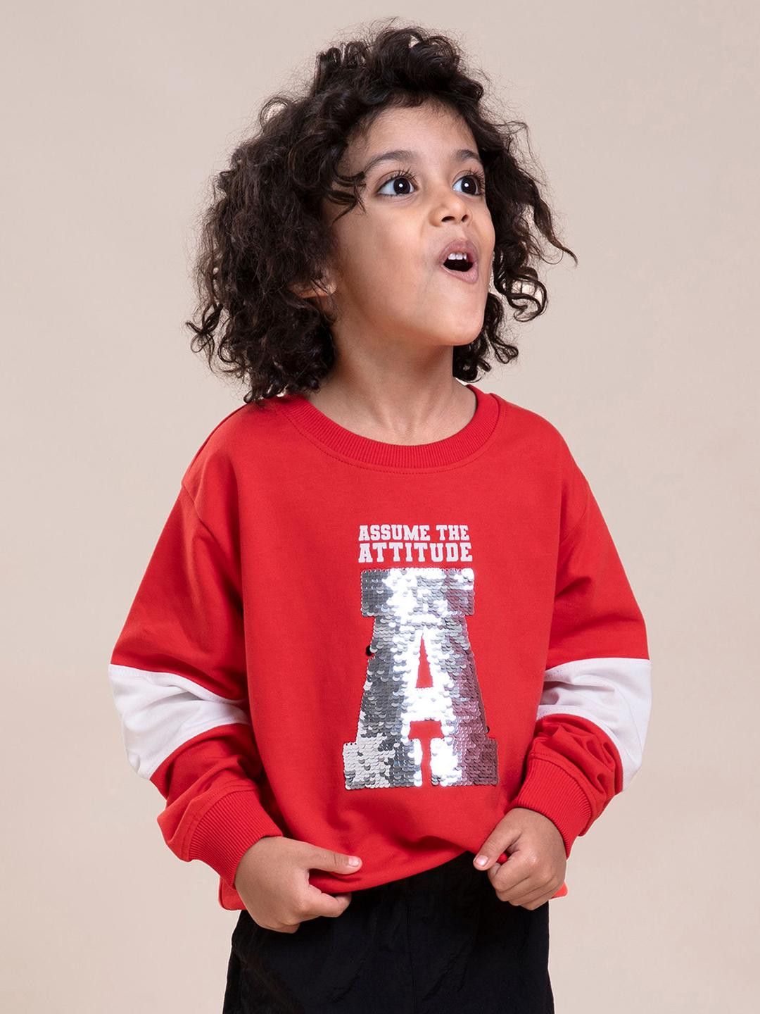Hopscotch Boys Red BLENDED  Sweatshirts