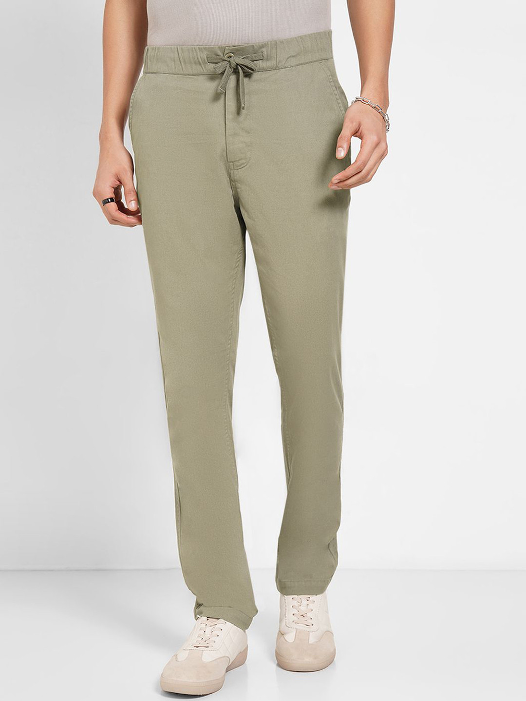 People Men Cotton Slim Fit Chinos Trousers