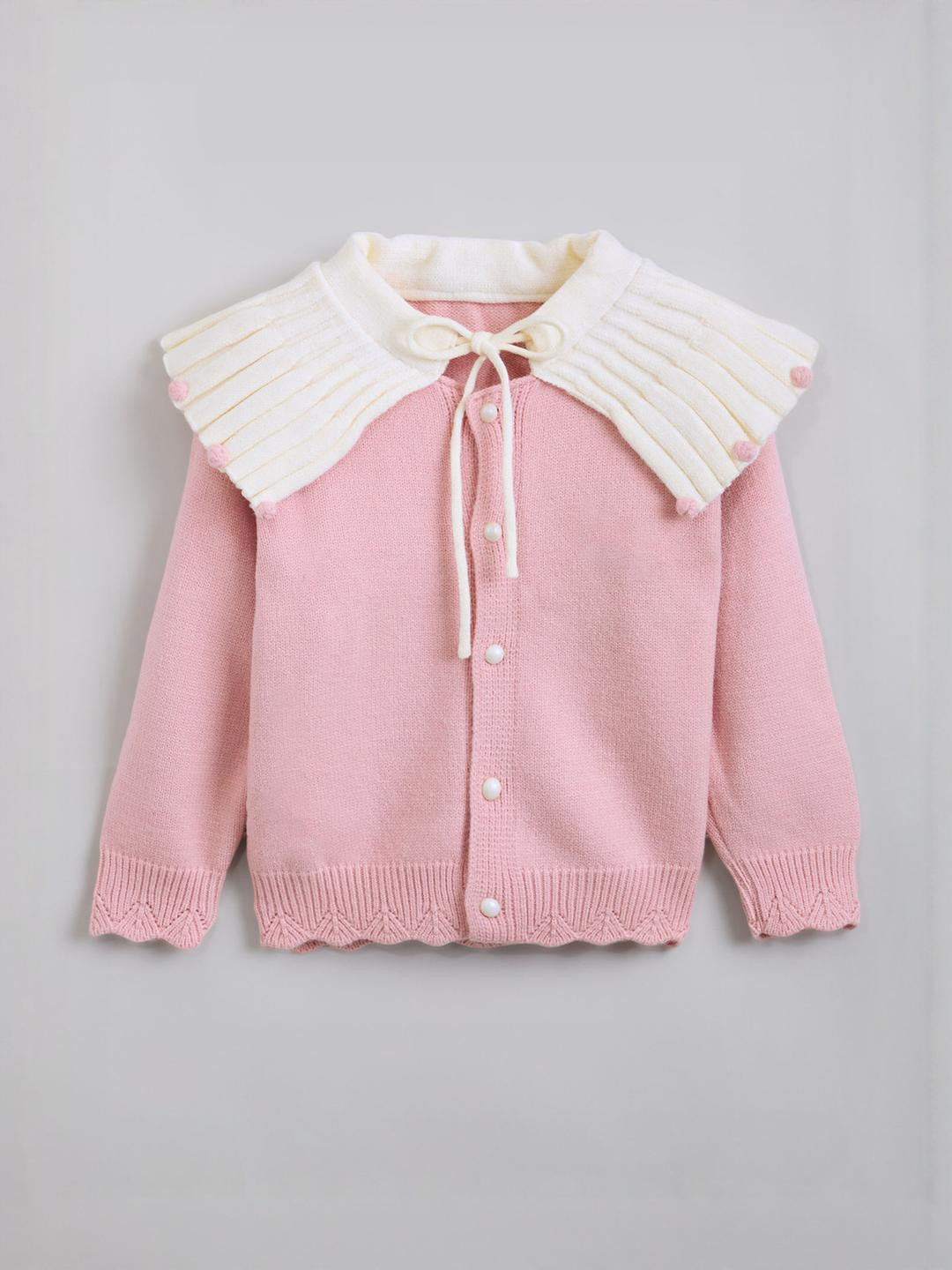 Hopscotch Girls Pom-Pom Applique Cardigan