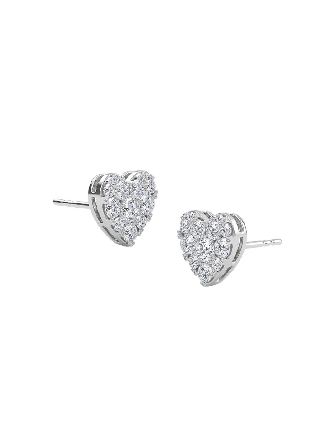 SHINE ETERNAL 18 Kt White Gold Lab Grown Diamond Heart Stud Earrings