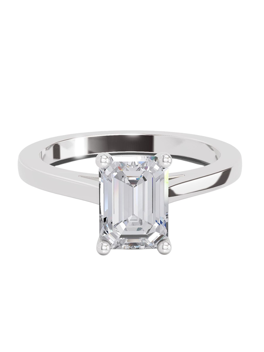 Sparkles 14K White Gold Lab Grown Diamond 2.1 Carat Emerald Shape Diamond Ring