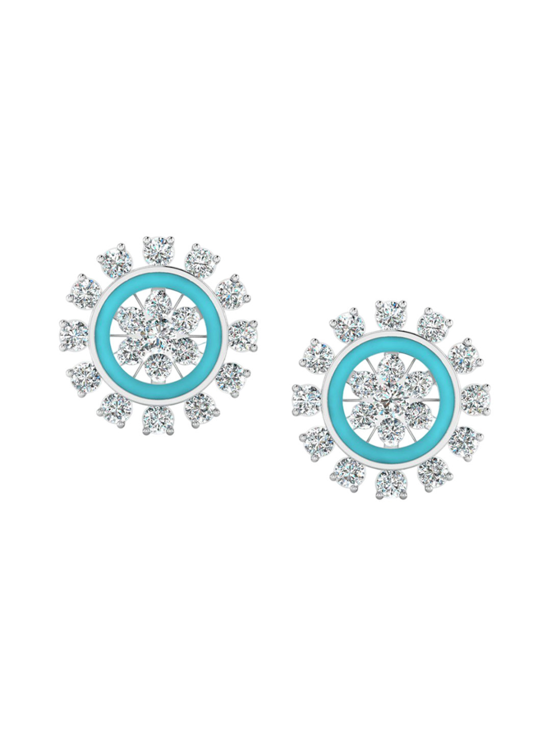 SHINE ETERNAL 18 Kt White Gold Lab Grown Diamond Twirling Stars Studs