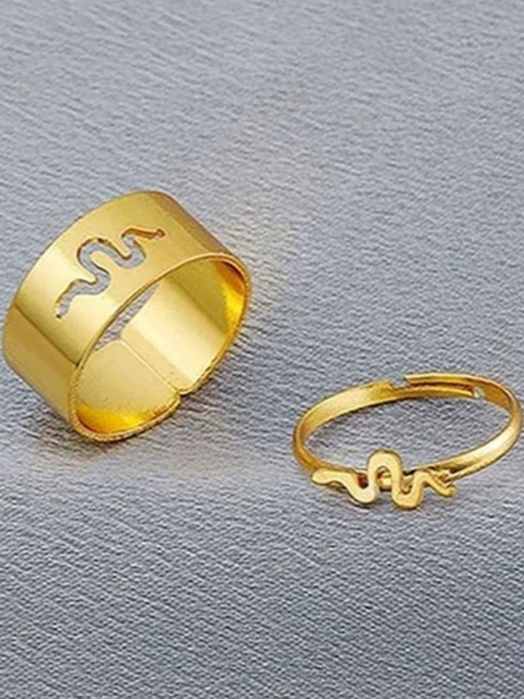 TheVineGirl Golden Heart Beat Matching Couple Ring
