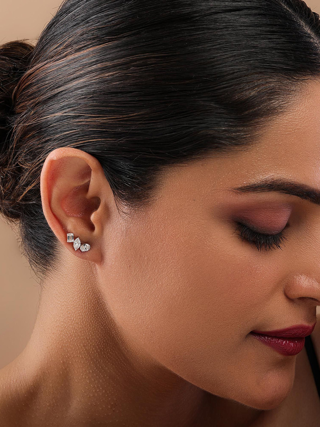 SHINE ETERNAL 14 Kt White Gold Lab Grown Diamond Mixed Fancy Cut Stud Earrings