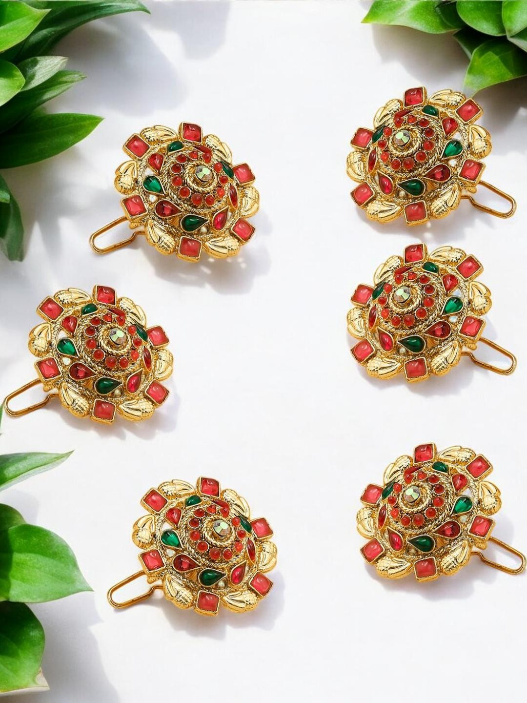 Anouk Set of 6 Artificial Stones Studded Bun Pin Head Jewellery