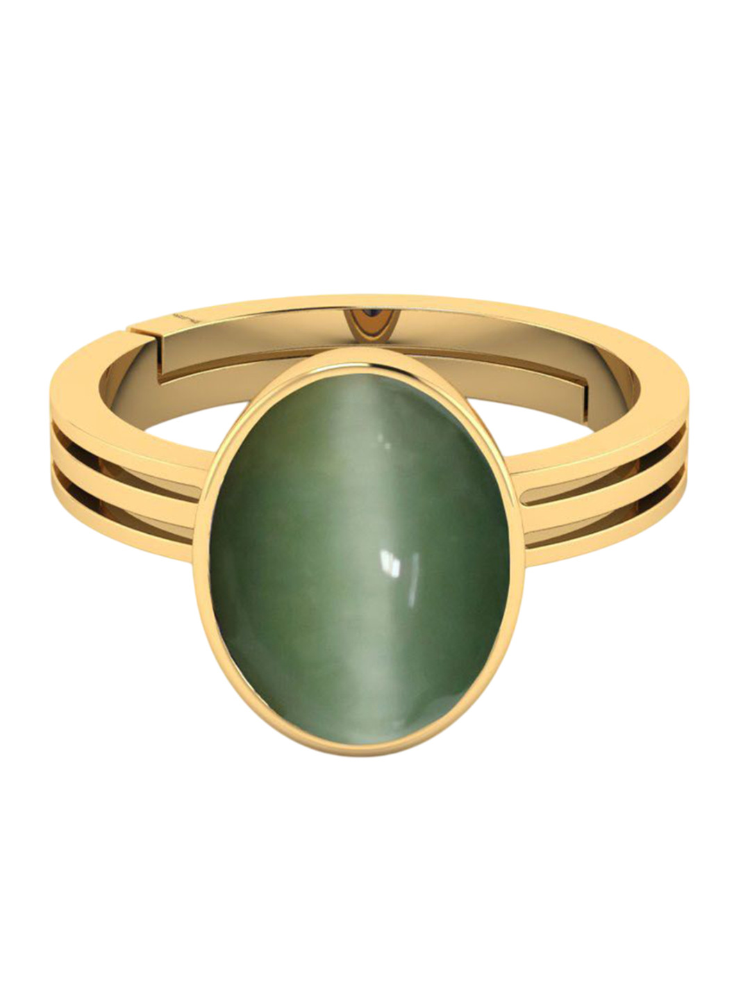 VISHVMA Women Gold Plated Cat Eye 7.25 Ratti Gem Stone Studded Finger Ring