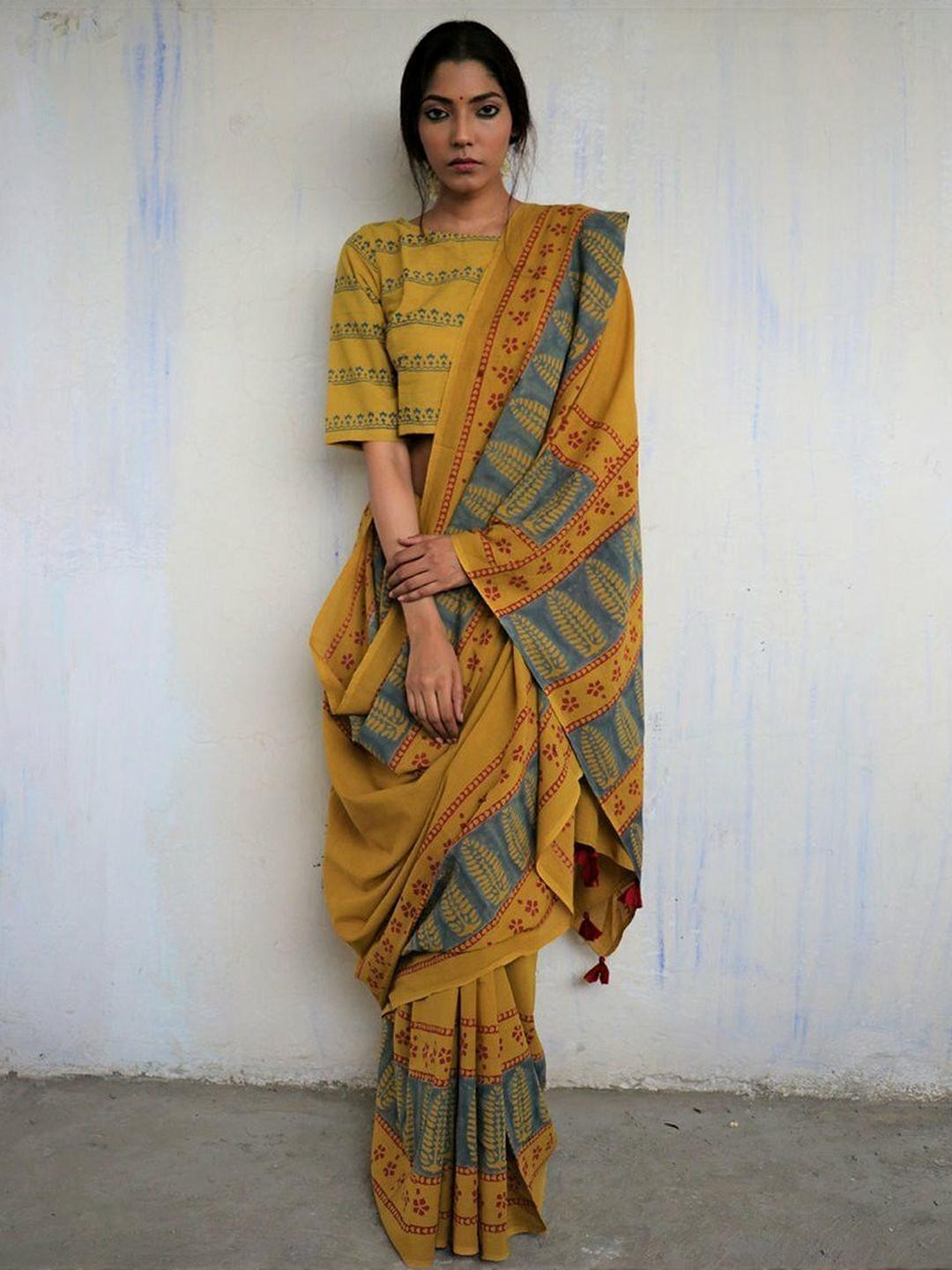 Dastkar Block Print Pure Cotton Sarees