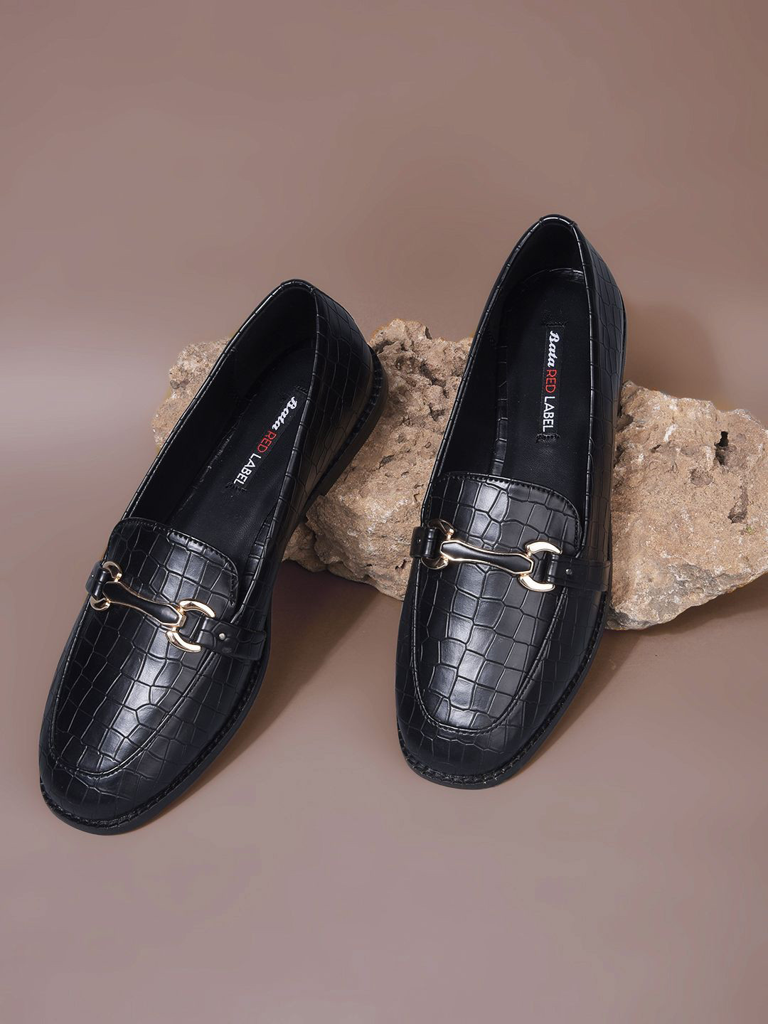 Bata Women Textured Horsebit Loafers