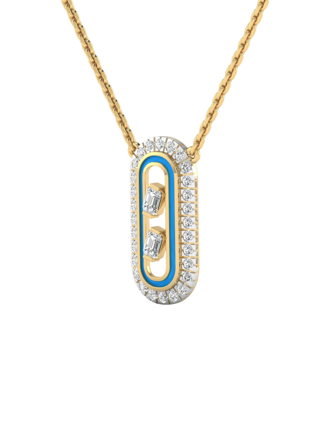 SHINE ETERNAL 18K Yellow Gold Lab Grown Diamond Diamond Duet Pendant-1.745g