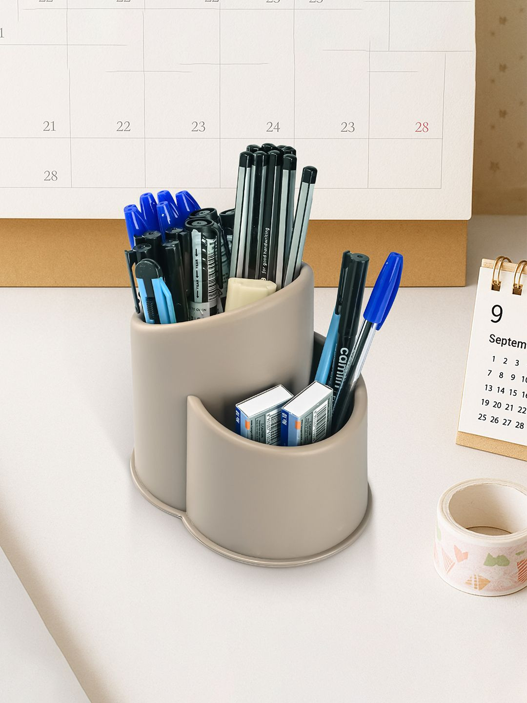 Kuber Industries Brown Multipurpose Desk Organiser