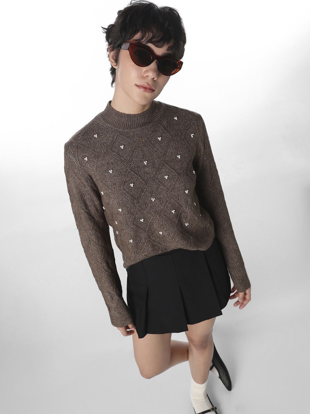 ONLY Pearls Embellished Detail Pullover Sweater