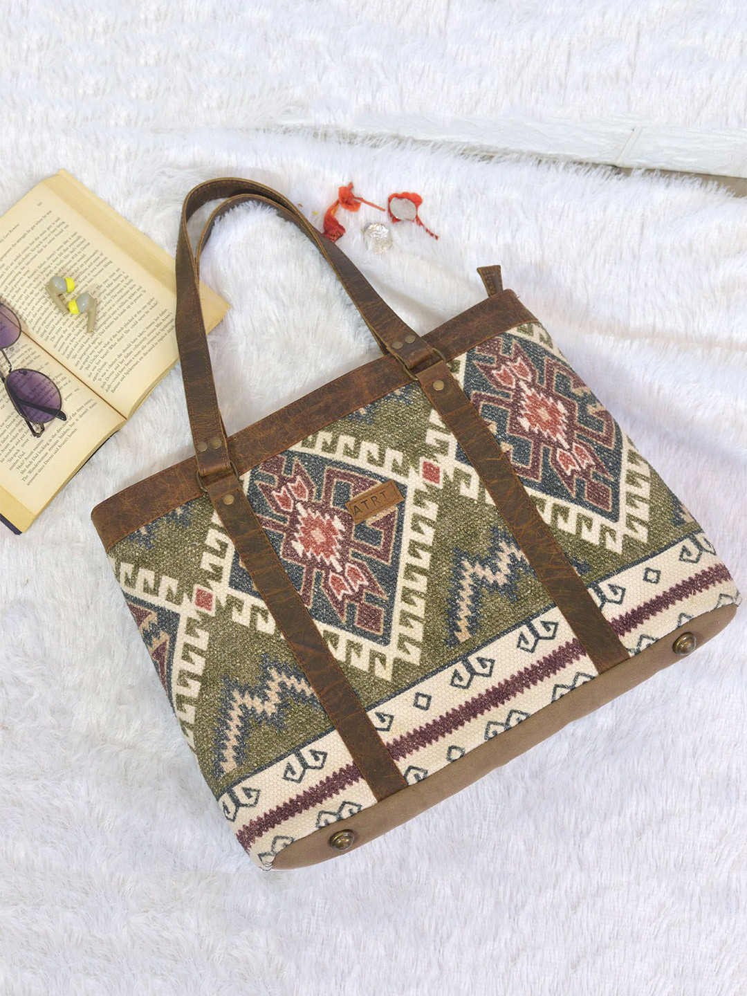 Atri Women Ethnic Motifs Printed Structured Tote Bag