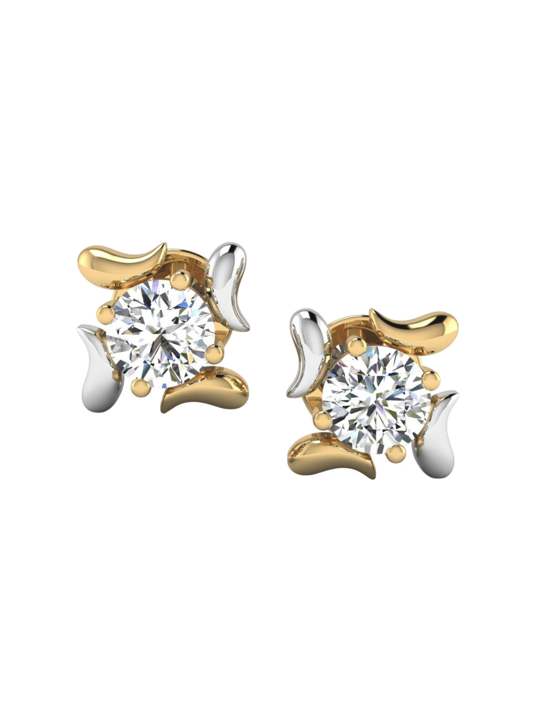 SHINE ETERNAL 18 Kt Yellow Gold Lab Grown Diamond Twirling Diamond Studs