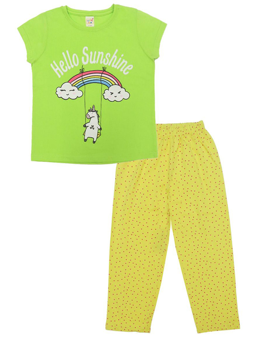 Clothe Funn Girls Printed Cotton Top with Trousers Night Suit