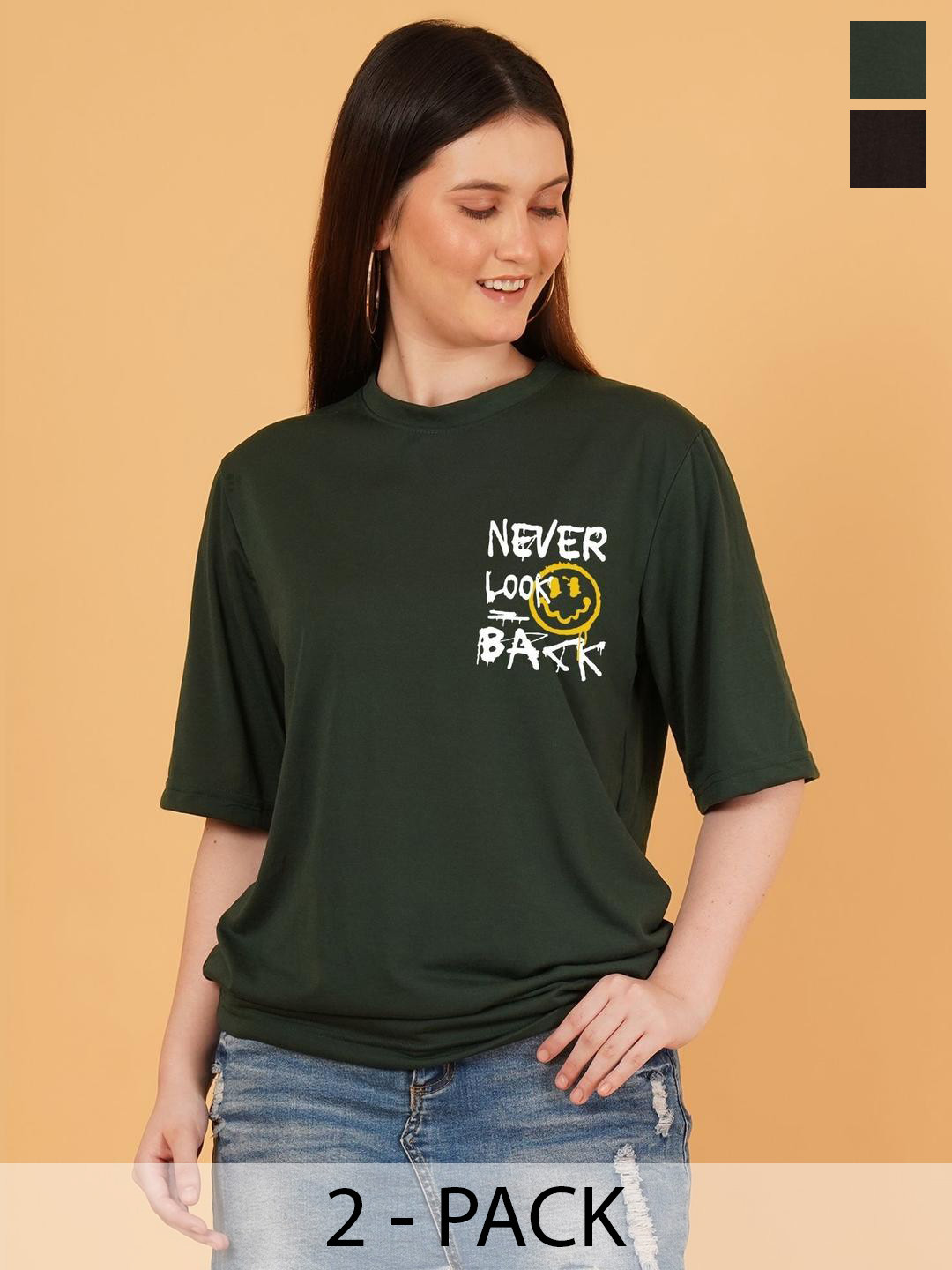 Parona Women Pack Of 2 Anime Printed Relaxed Fit T-shirt