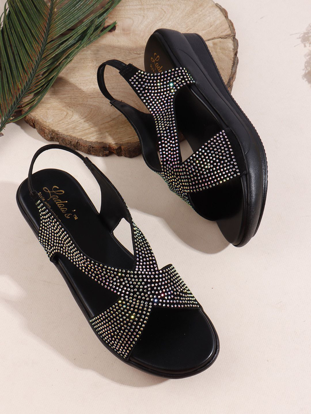 LADOO'S Embellished Platform Heeled Sandals