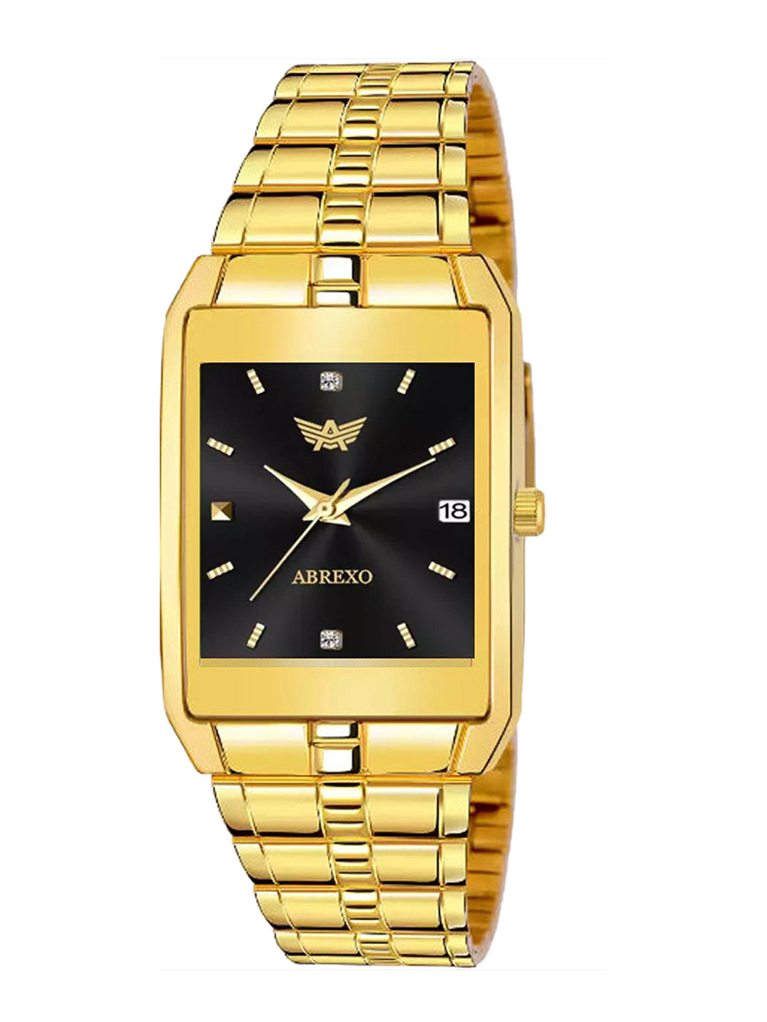 Abrexo Men Printed Dial Analogue Watch Abx9151-BK Gold+Window Chain