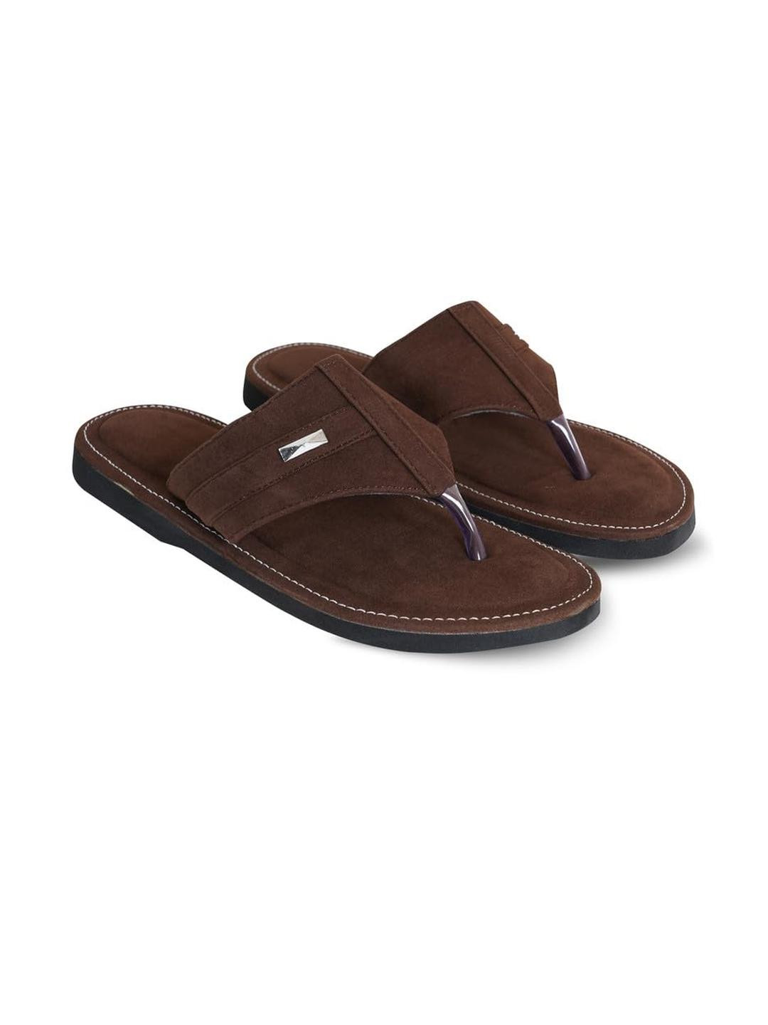 DFR Men Brown Fabric Comfort Sandals