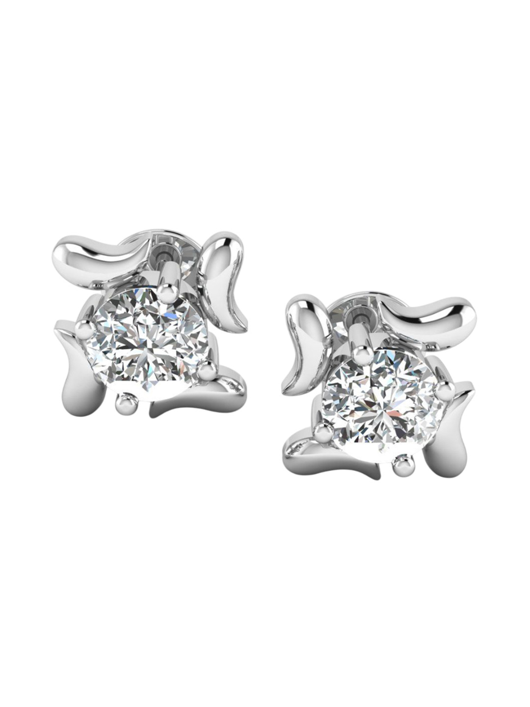 SHINE ETERNAL 14 Kt White Gold Lab Grown Diamond Twirling Diamond Studs