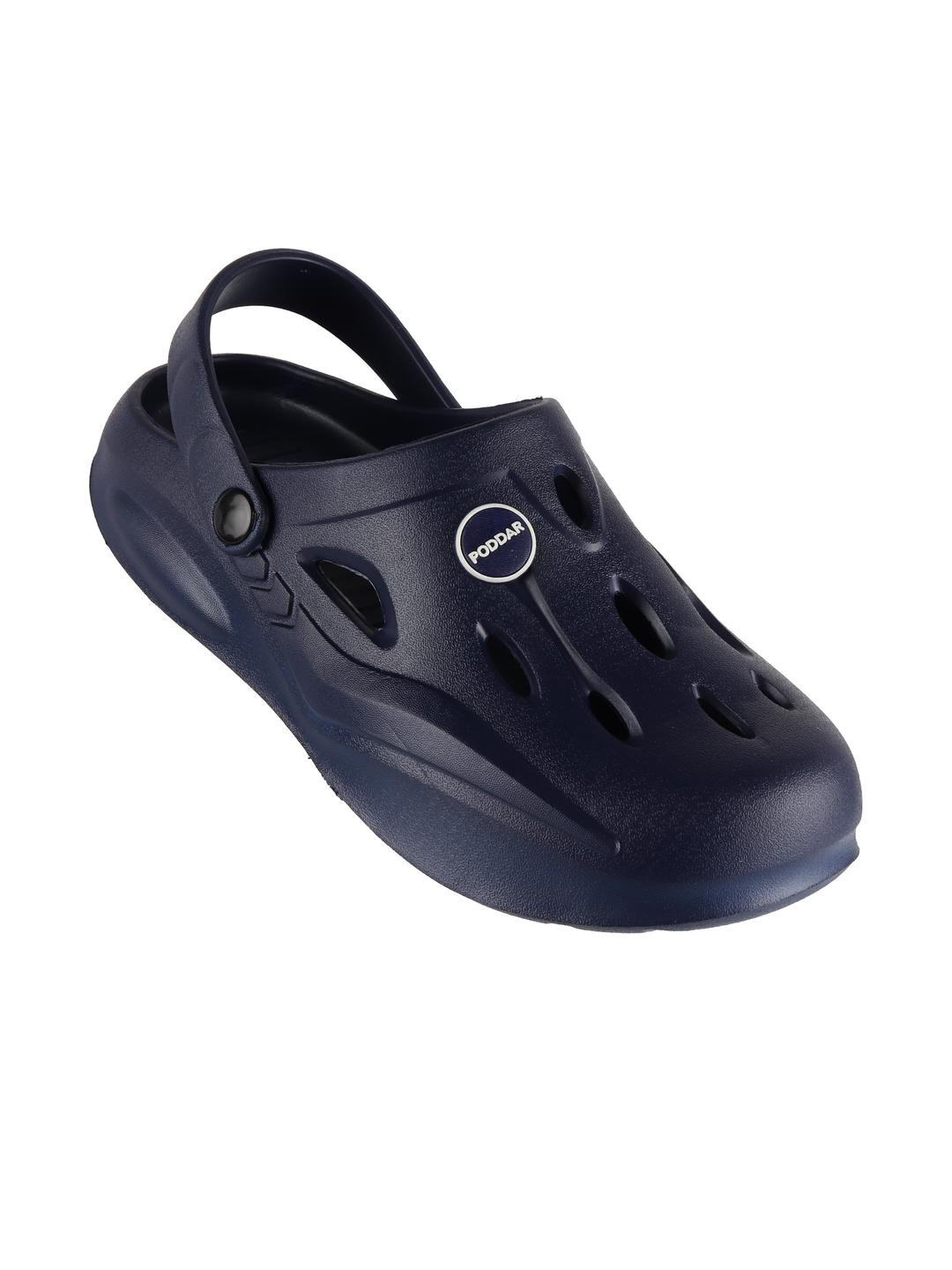 Poddar Men Navy Blue Adjustable Strap With Ventilation Holes Slip-On Clogs