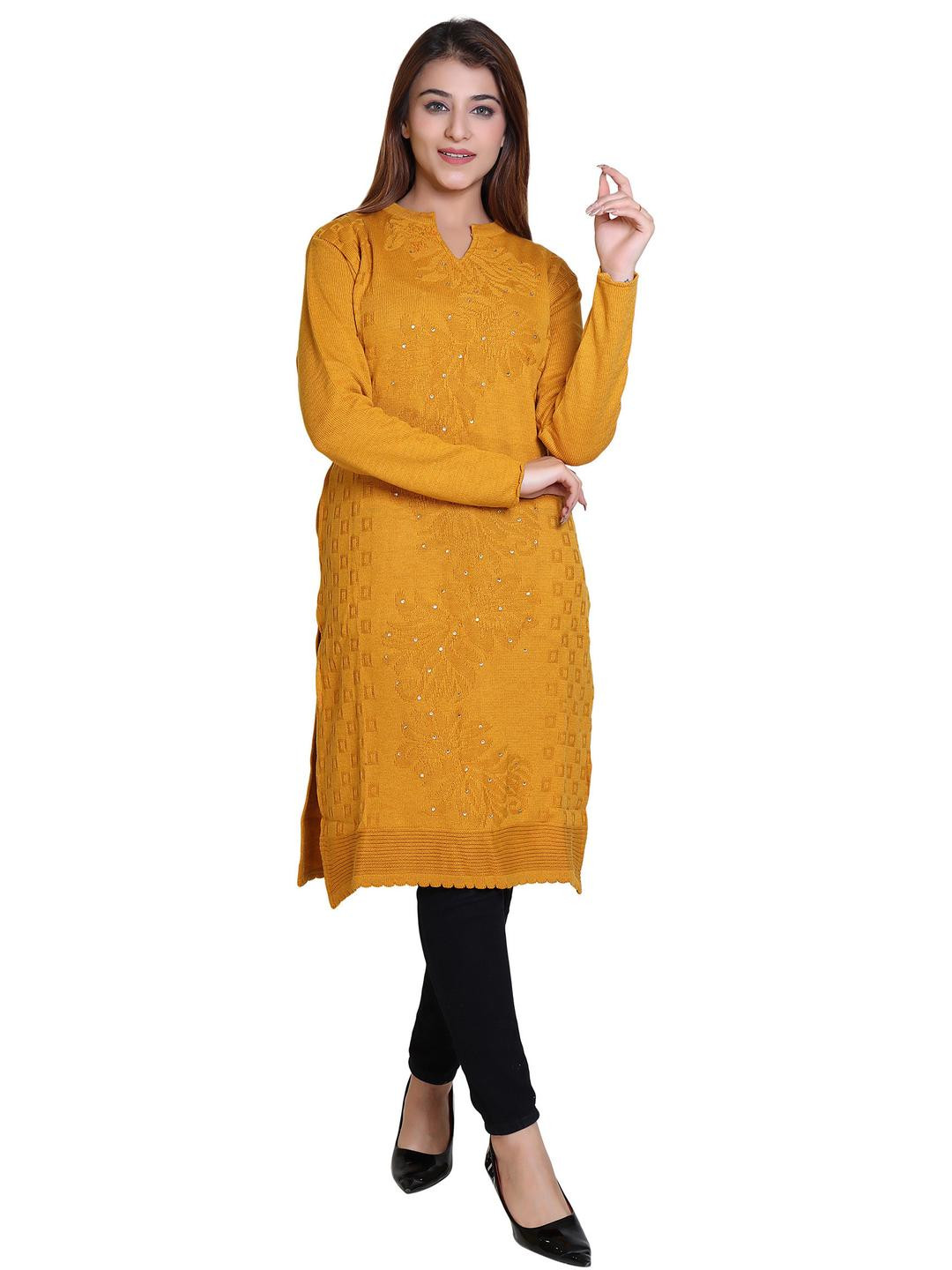JAPROZ Women Gold Wool  Kurtas