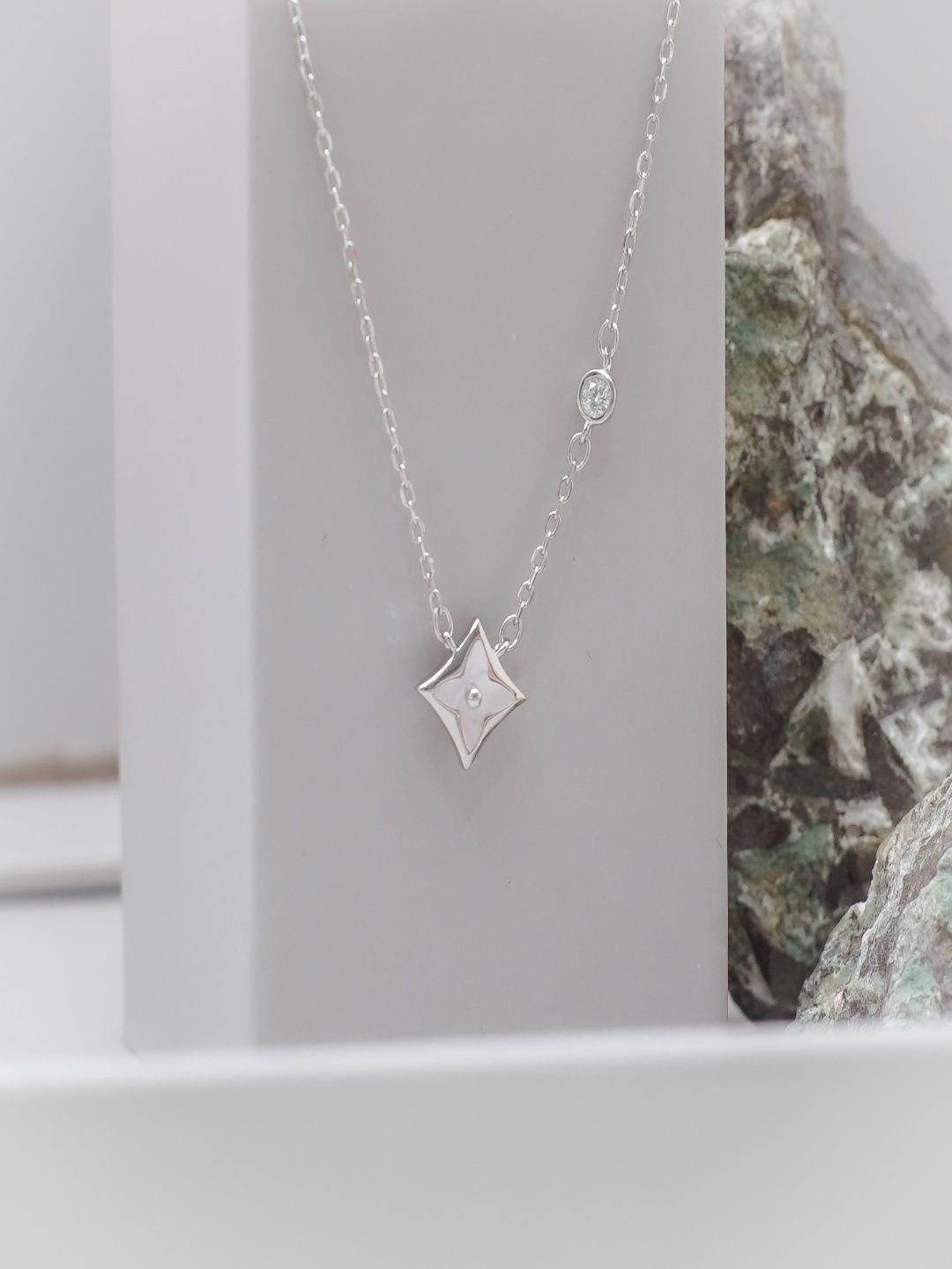TASSYA Women Silver-Plated Starlight Petal Pendant Chain