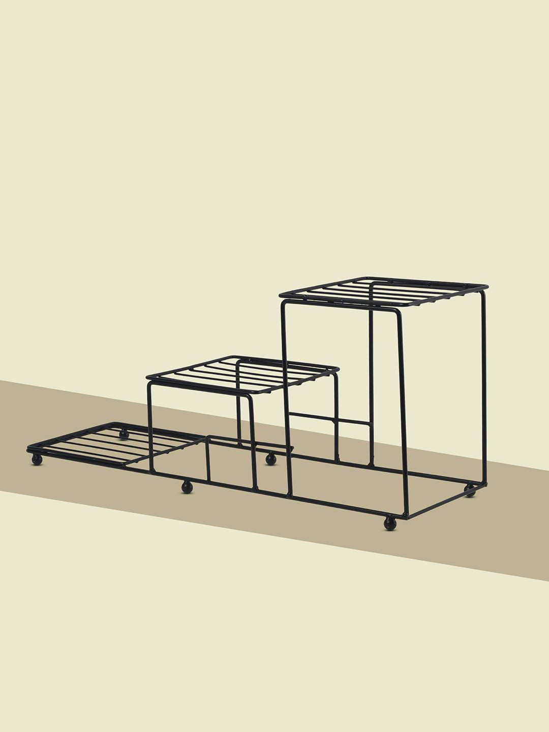 Kuber Industries Black 2 Pieces 3-Tier Rust-Proof Planter Stands