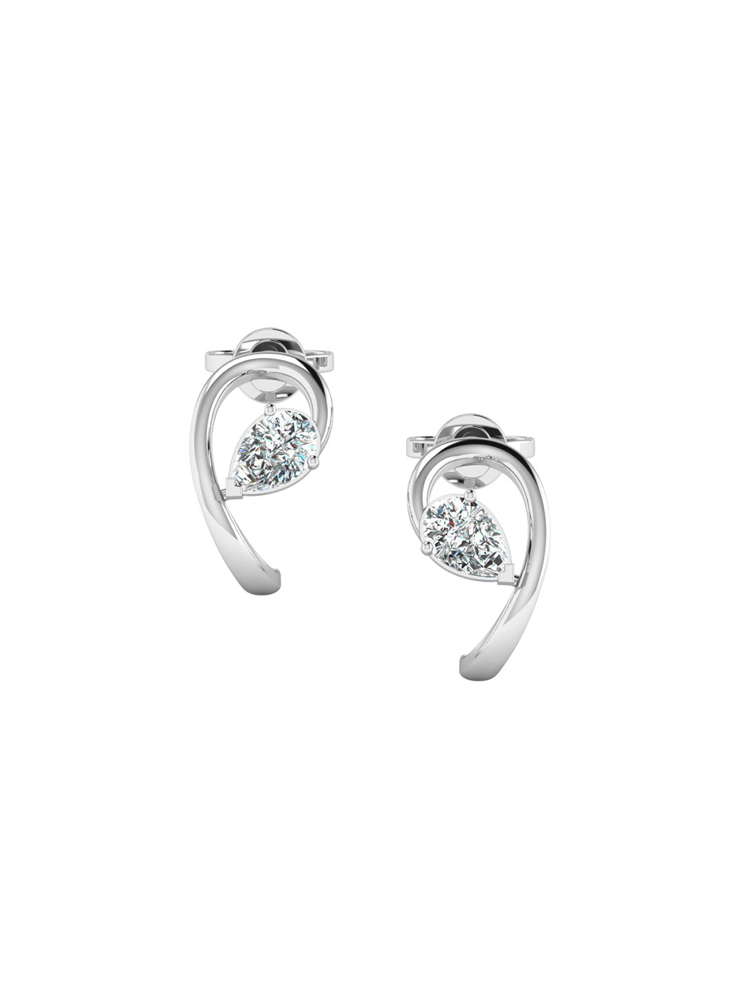 SHINE ETERNAL 14 Kt White Gold Lab Grown Diamond Pear Drop Elegance Earrings