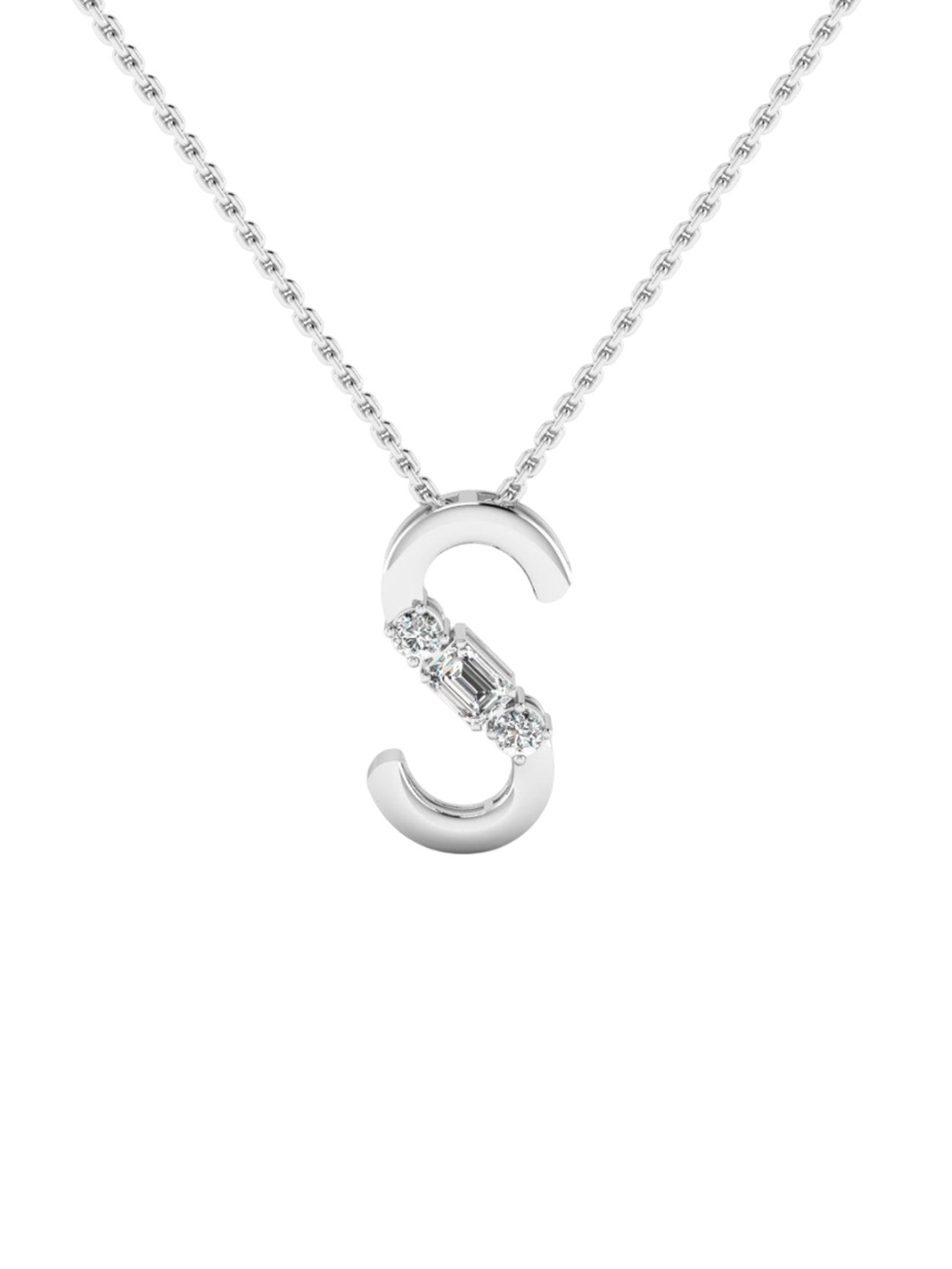 SHINE ETERNAL 18K White Gold Lab Grown Diamond 'S' Alphabet pendant-1.827g