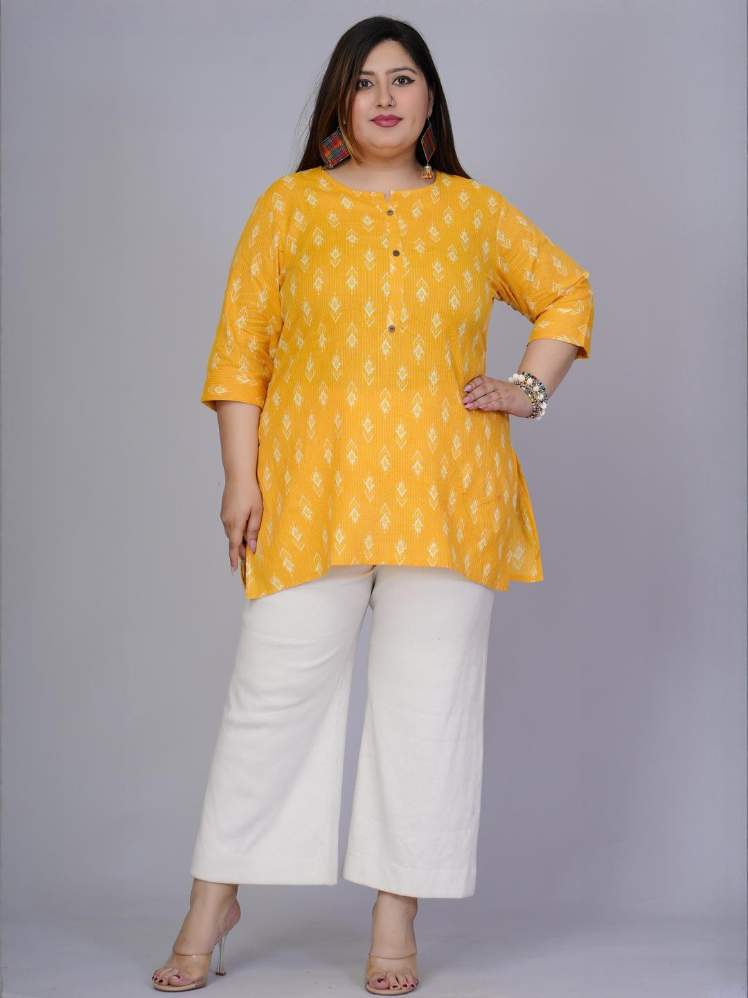 VASAVI Women Yellow Cotton Kurtas
